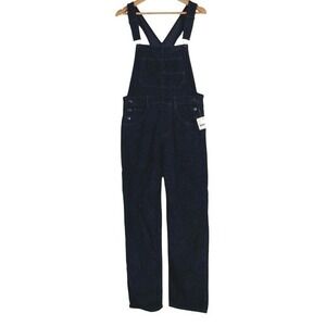 Free People Ziggy Wide Whale Corduroy Bib Overalls Black Size XS NEW Granola